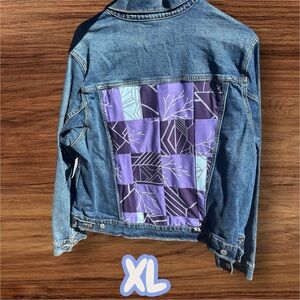 Denim Jacket with Purple Patchwork